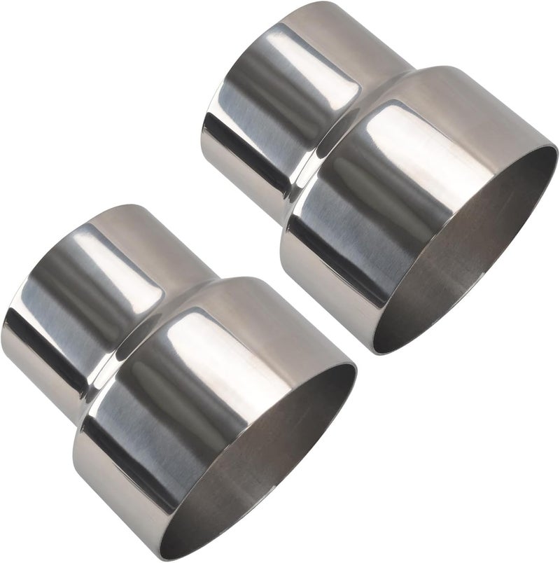 SSN Exhaust Pipe Reducer Component Adapter 3 Inch ID to 4.0 Inch OD Polished 304 Stainless Steel Universal ID 3" to OD 4.0" Exhaust Pipe Reducer Adapter 4 Inch Length-Pair 2 Pcs - Image 1